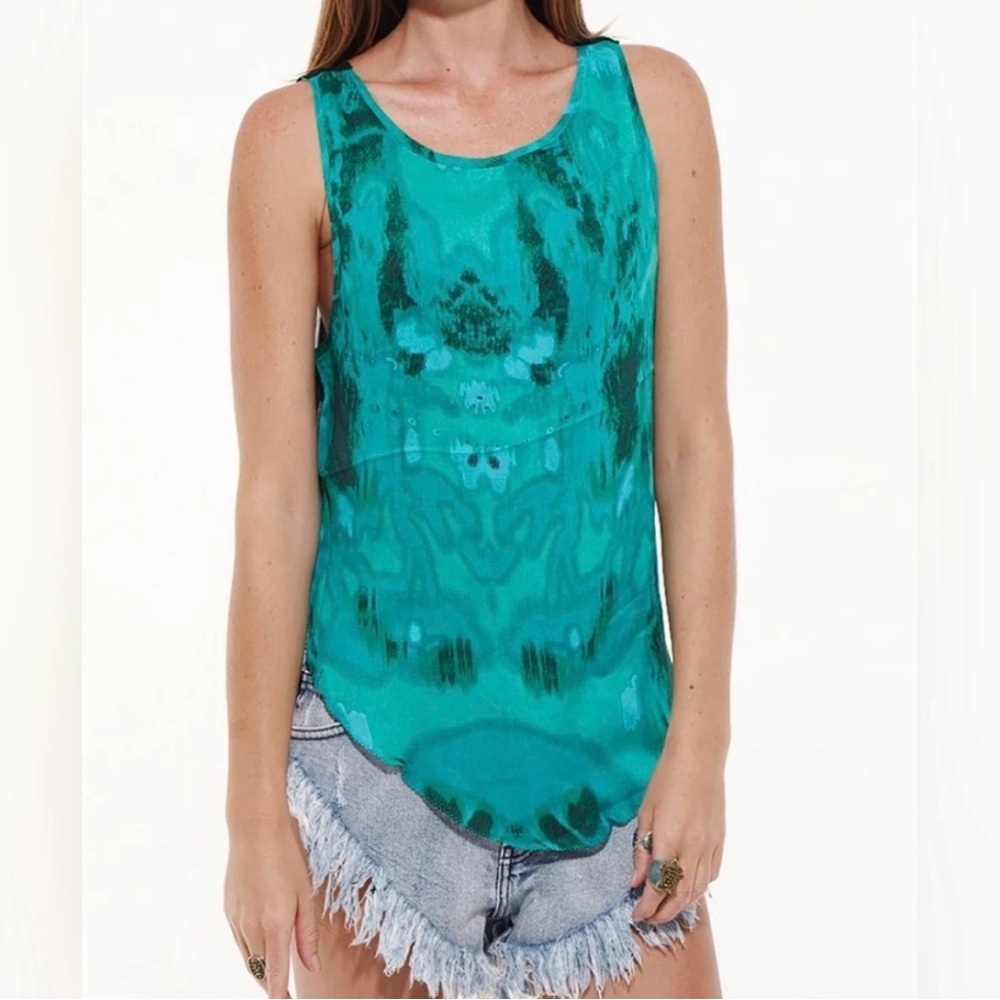 ONE TEASPOON EMERALD ROSE DOLLY Tee Shirt XS NWT Reversible Boho Hippie Sheer